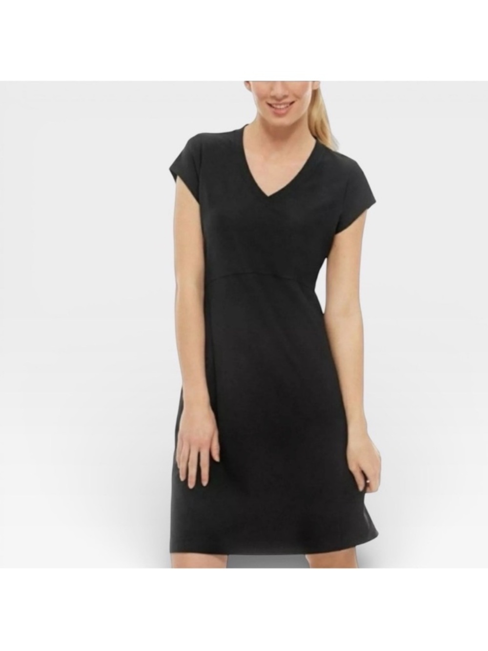 L L Bean Classic V-Neck Black Women’s Dress